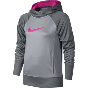 Nike Hoodie Therma Fit Kız Çocuk Gri Kapşonlu Spor Sweatshirt 695253-012
